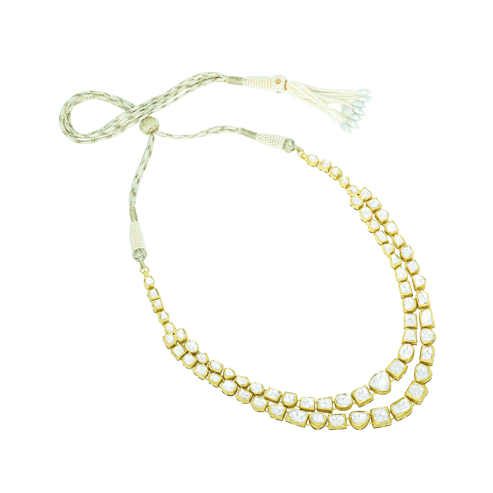 Twin-Line Necklace with Unshaped Polki Diamonds